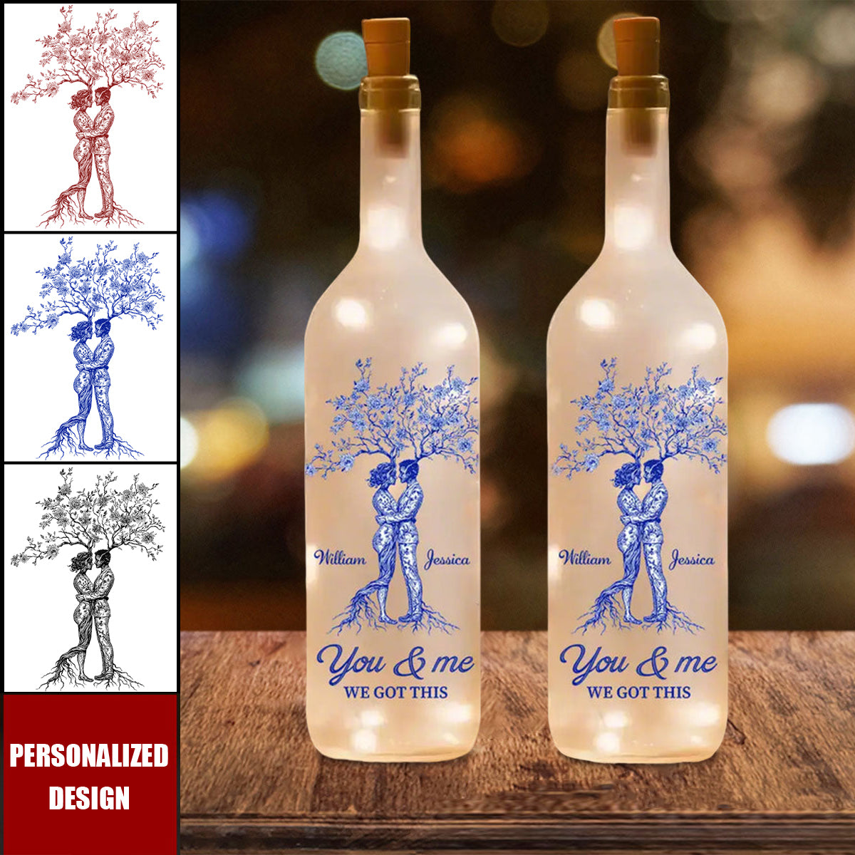 “You & Me, We Got This” Bottle Lamp-Custom Gift for Lovers, Personalized Home Décor