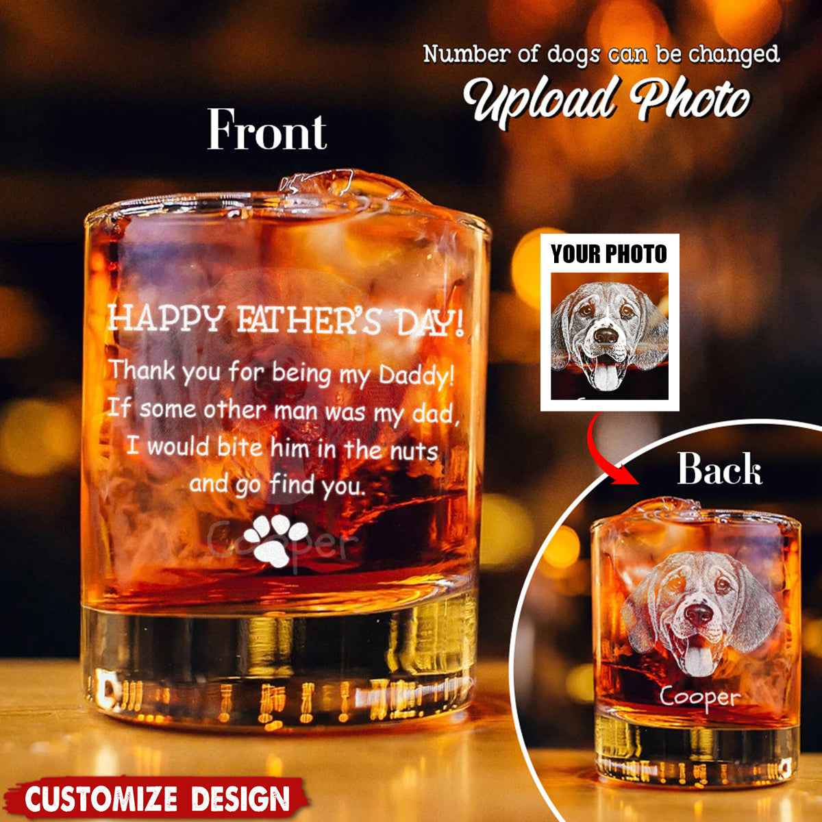 Thank You For Being My Daddy-Personalized Whiskey Glass-Father's Day Gift