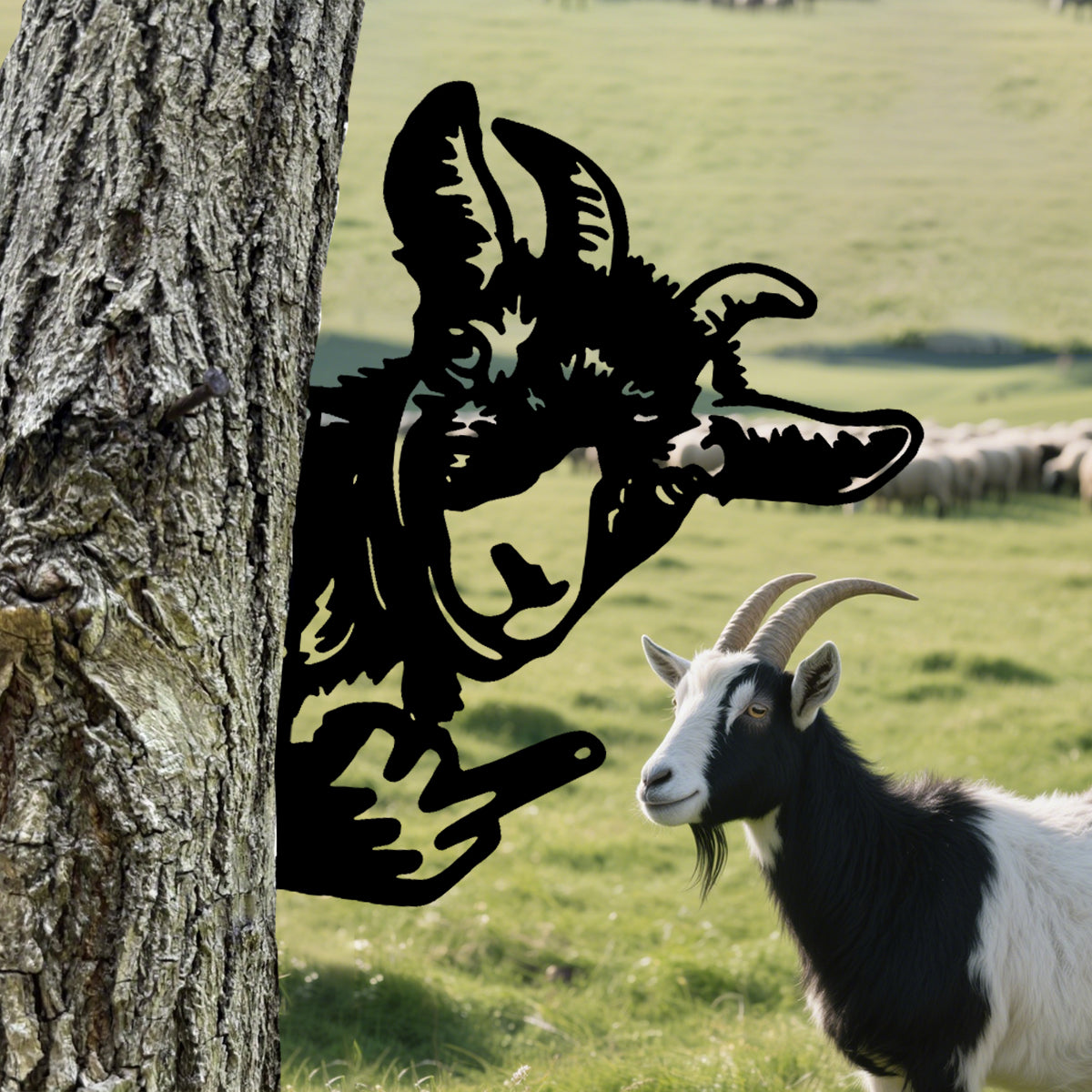 Goat Middle Finger Metal Decoration - Versatile Mountable Wall Art