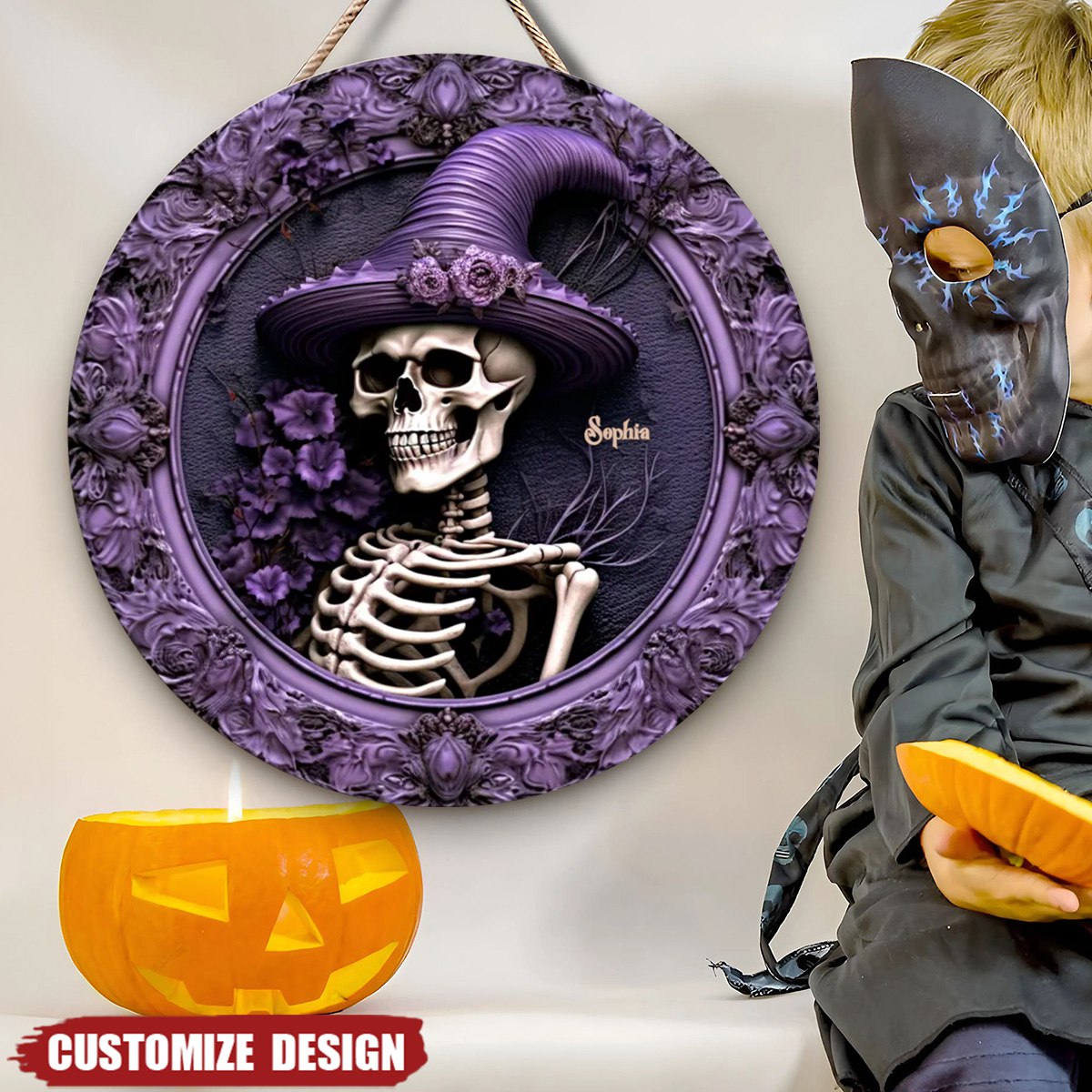 Halloween Skull - Personalized Wood Sign