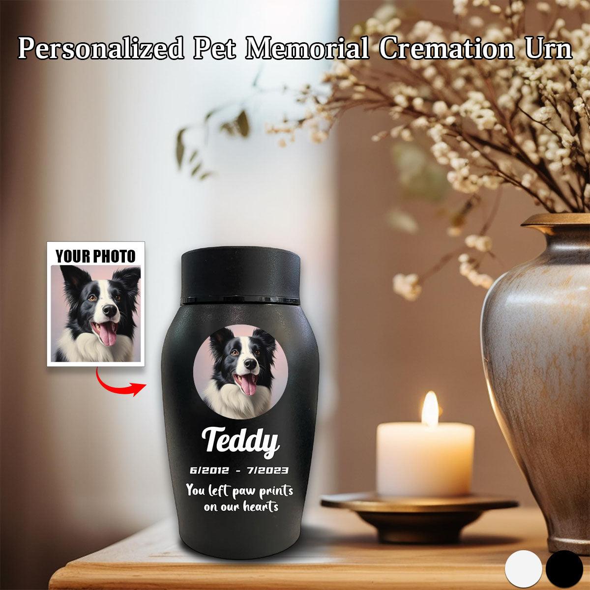 Personalized Pet Photo Urn For Dogs Ashes-pet remembrance memorial gift