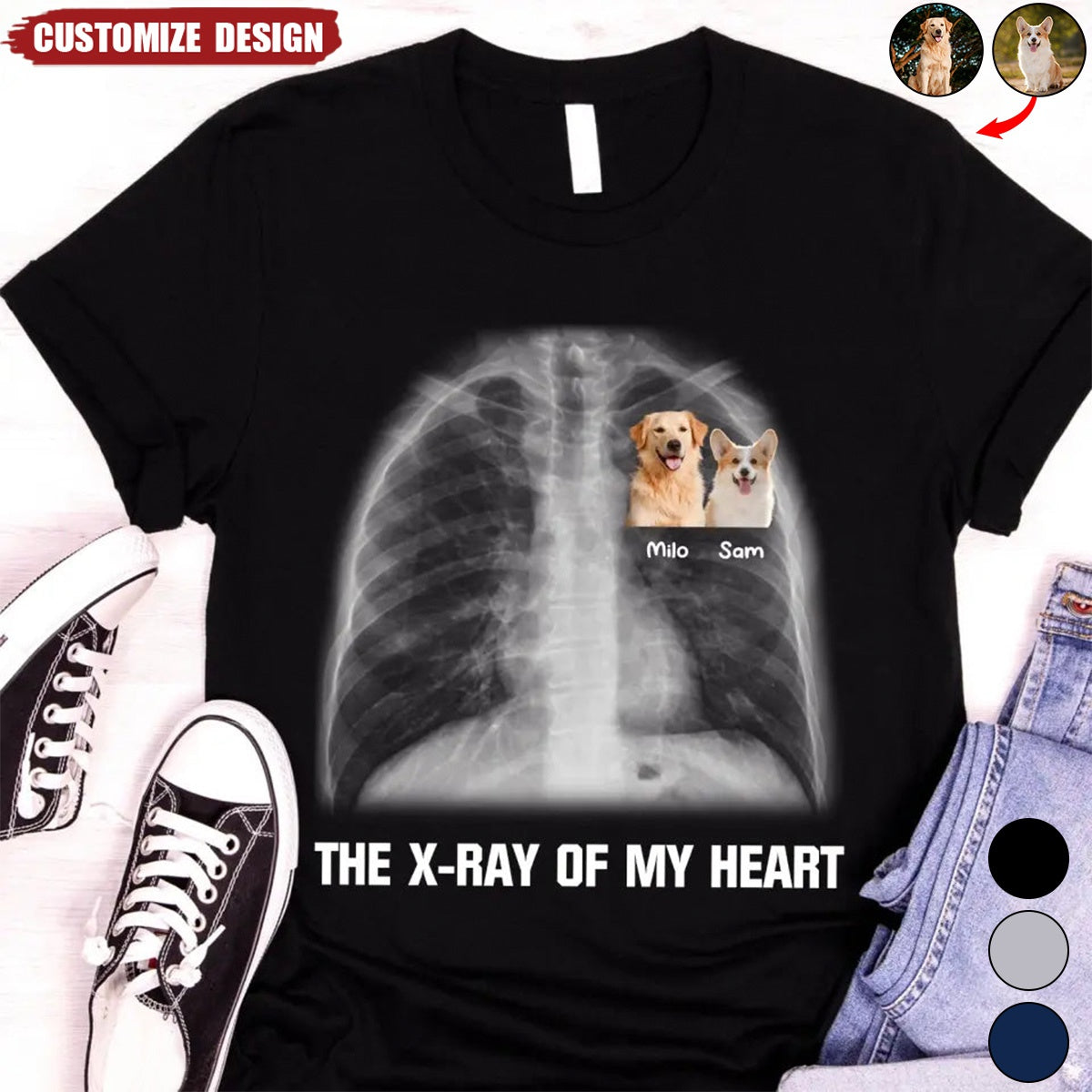 Text X-ray Of My Heart Personalized T-Shirt, Gift For Dog Lover