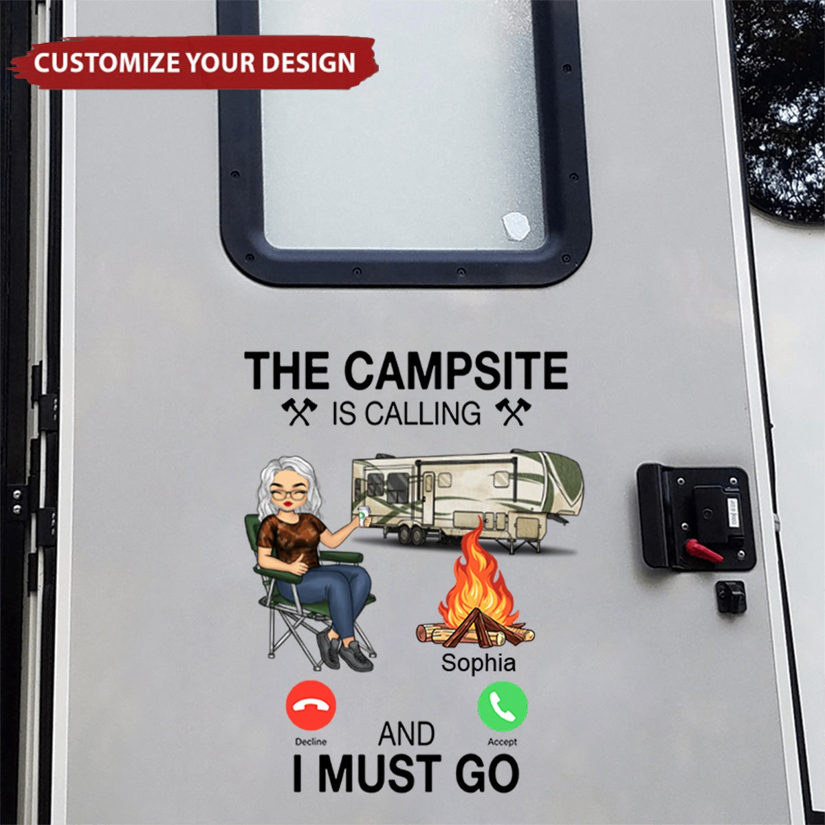 The Campsite Is Calling... And I Must Go - Personalized RV Decal-Gift For Camping Lovers