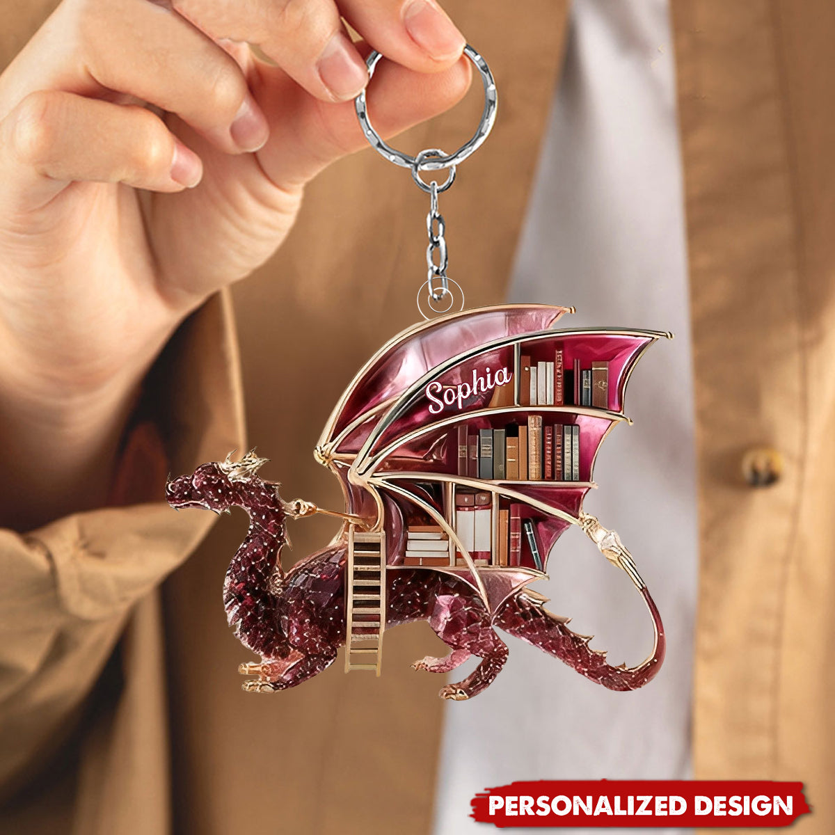 Mystical Dragon Book-Personalized Keychain For Book Lovers