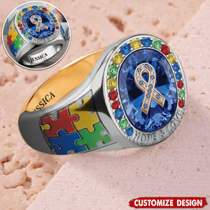 Everyone Communicates Differently - Personalized Autism Awareness Signet Ring