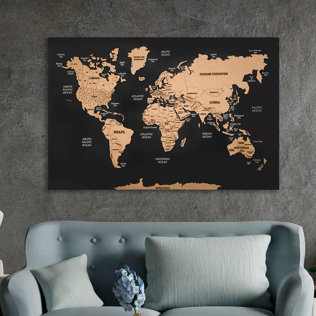 World Map Wall Art Push Pin Map