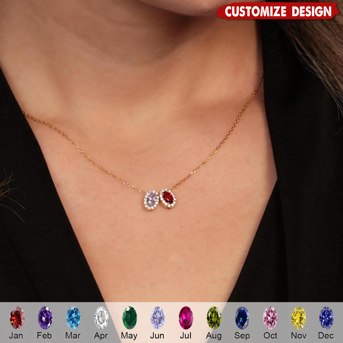 Multiple Birthstone Family Necklace - Gift For Mom Grandma