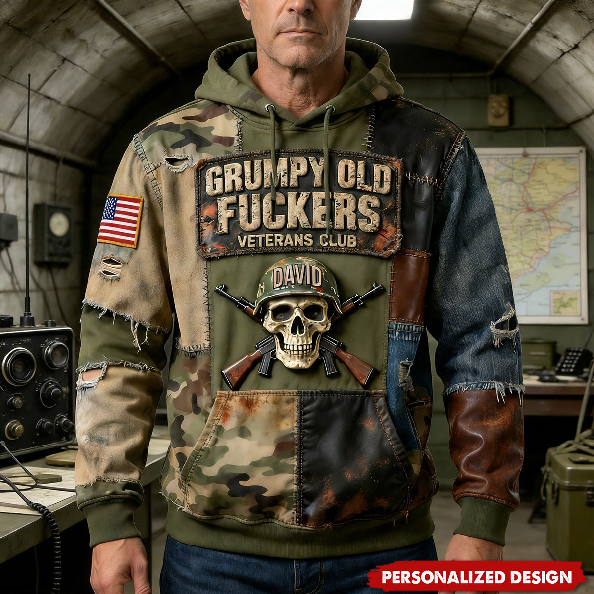 Personalized Military Skull Hoodie Gifts For Veteran