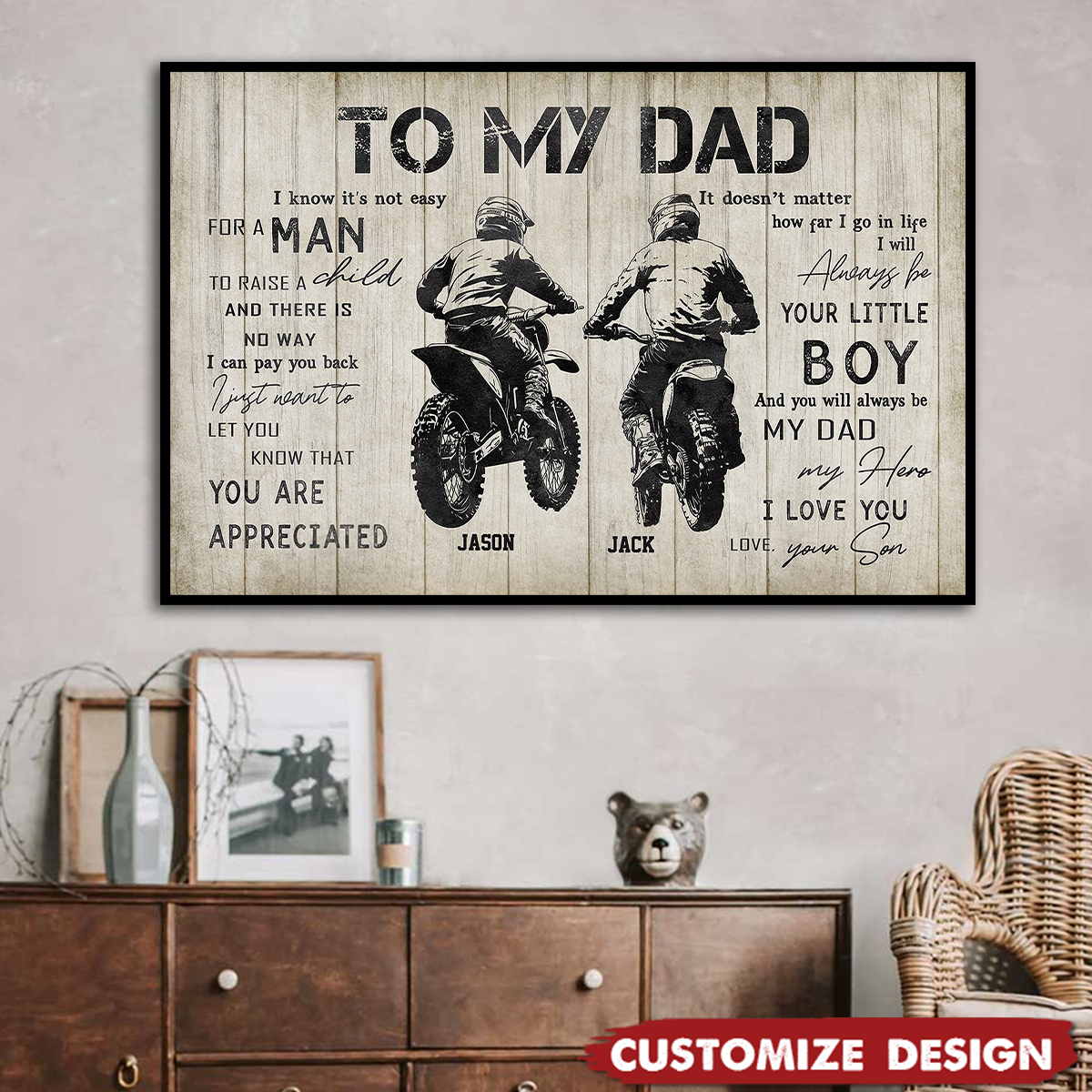 Personalized Motocross Dad Son Poster - Birthday,Father's Day Gift For Motocross Lovers