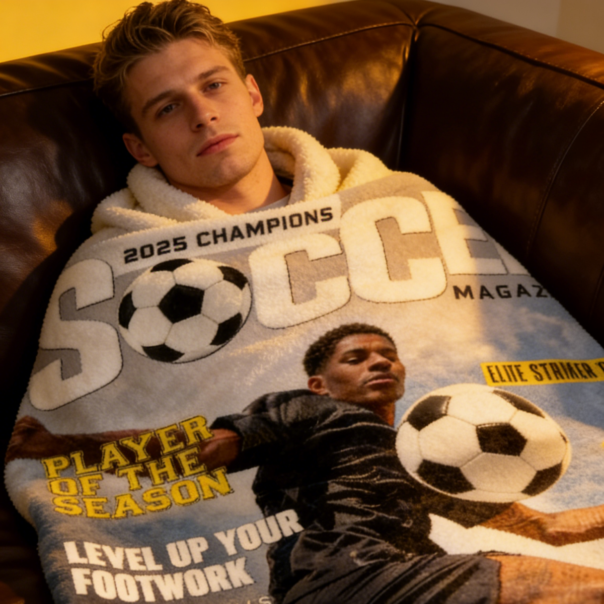 Personalized Soccer Magazine Cover Blanket - Gifts For Soccer Player