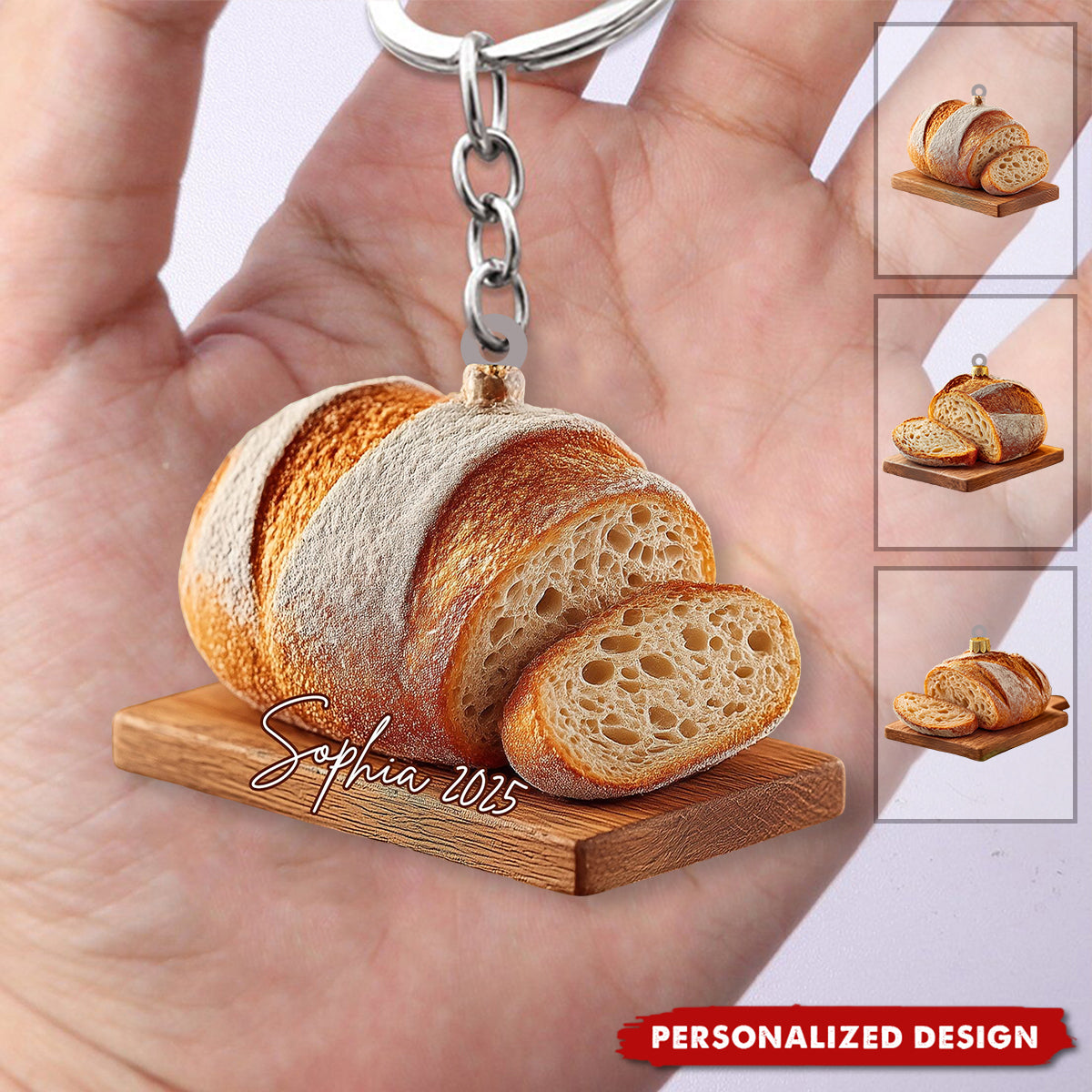Personalized Sourdough Bread Christmas Keychain