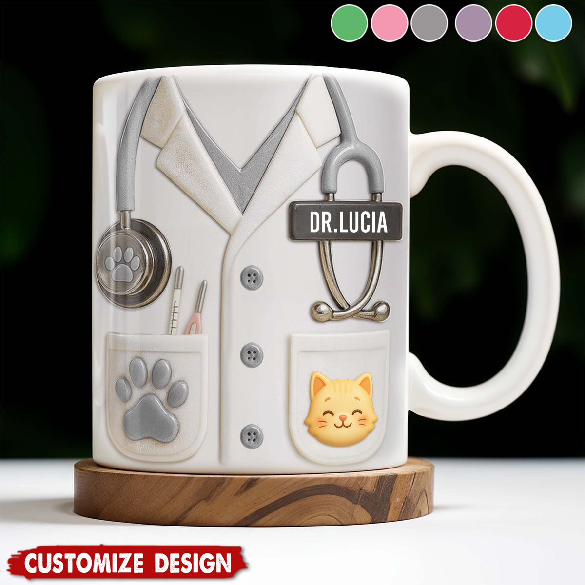 Medical Professional Design With Stethoscope And Dog Cat - Personalized Coffee Mug - Gift For Veterinarians