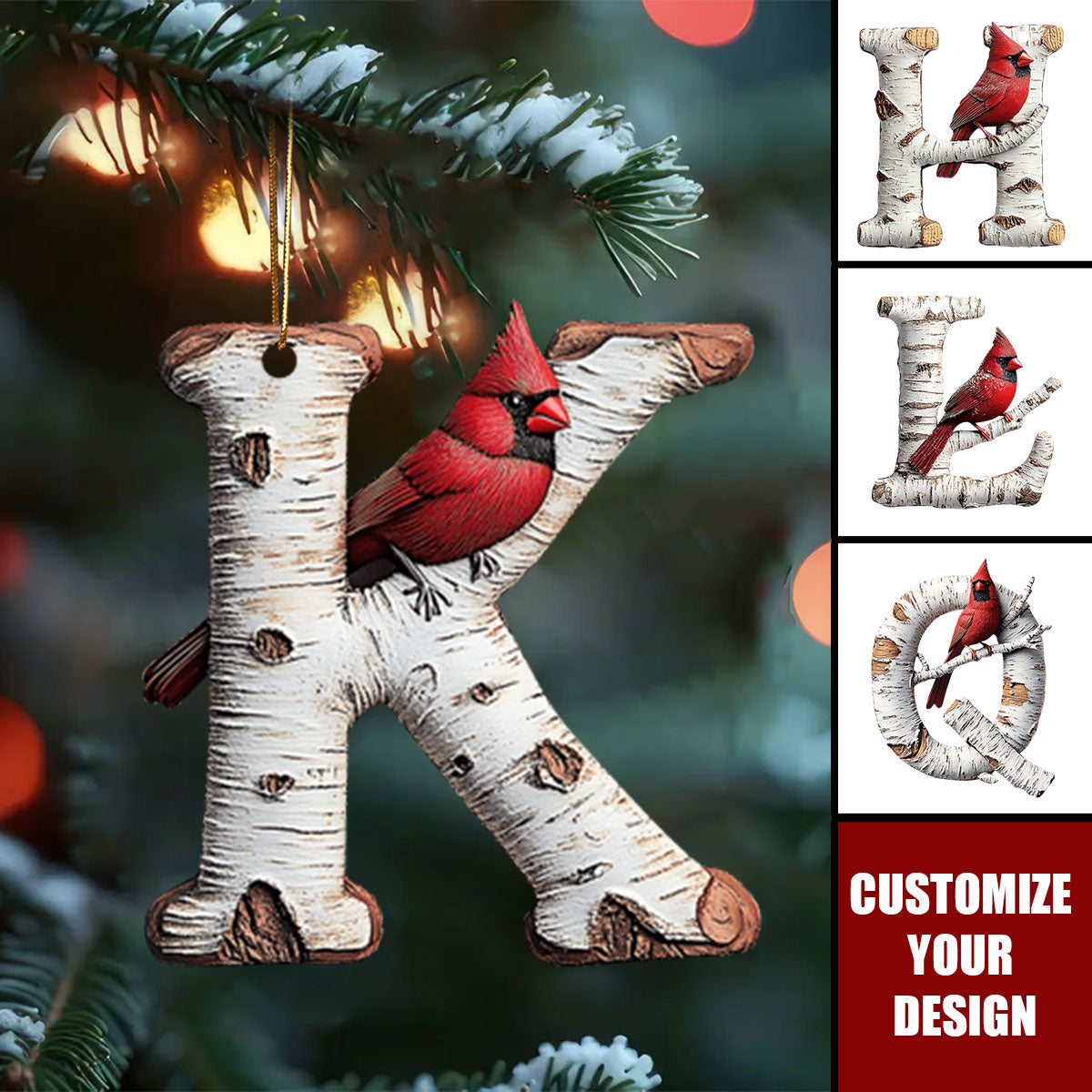 Memorial Ornament - Cardinal Letter Personalized Memorial Ornament