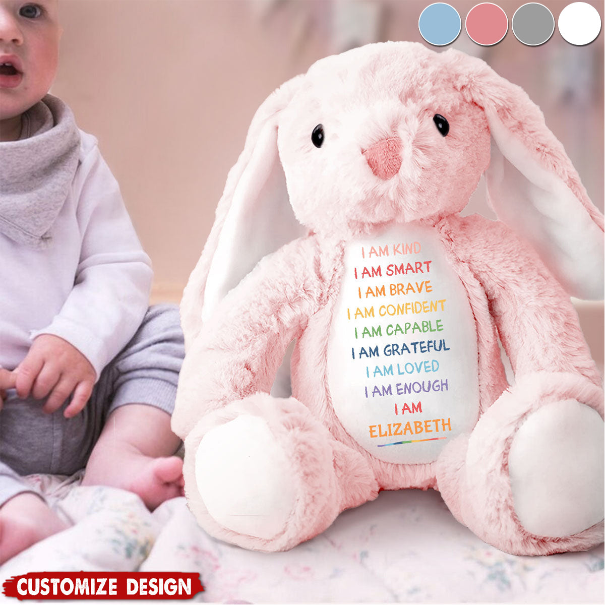 I'm Kind Smart Loved - Personalized Stuffed Bunny