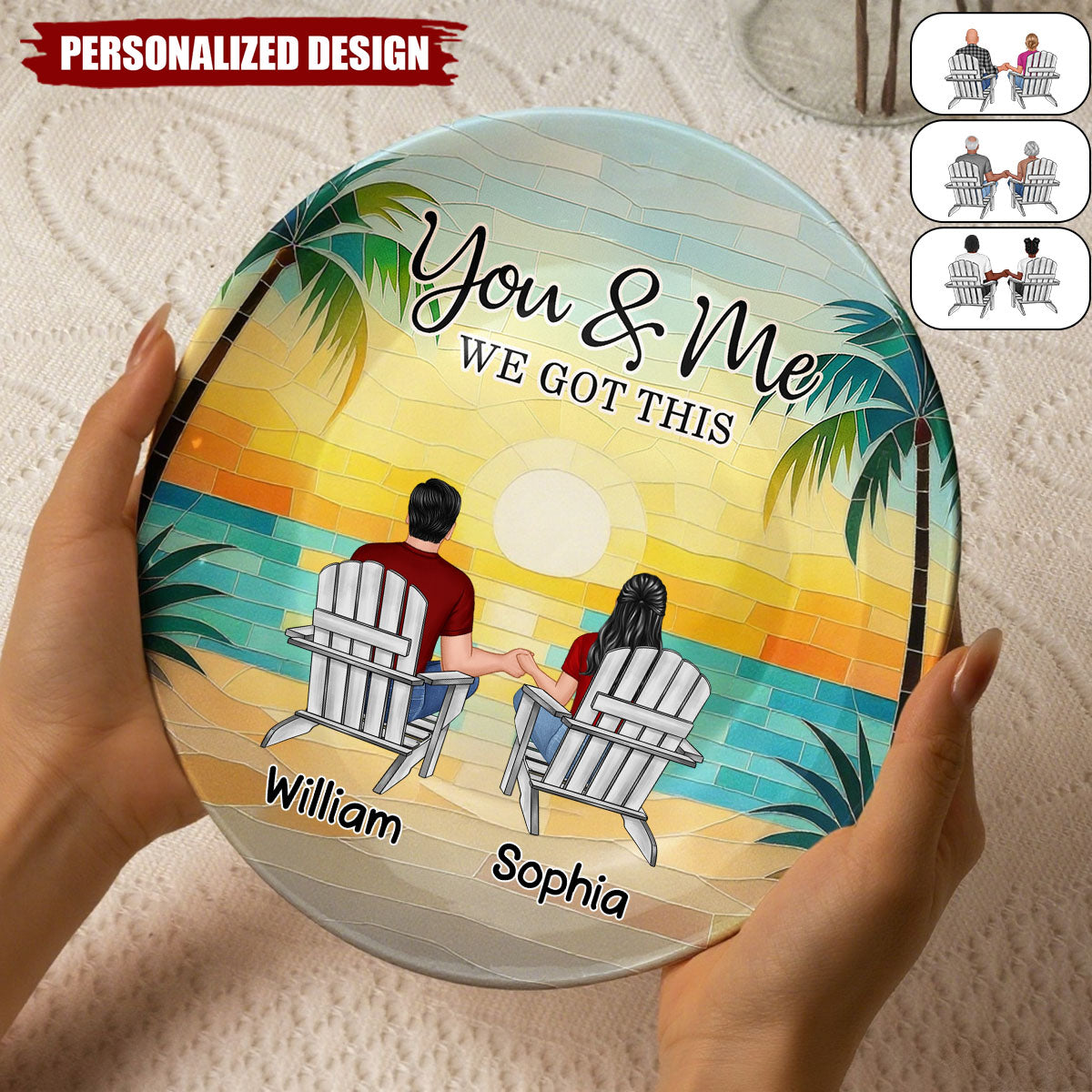 Mosaic Style You & Me We Got This New Version - Personalized Ceramic Plate