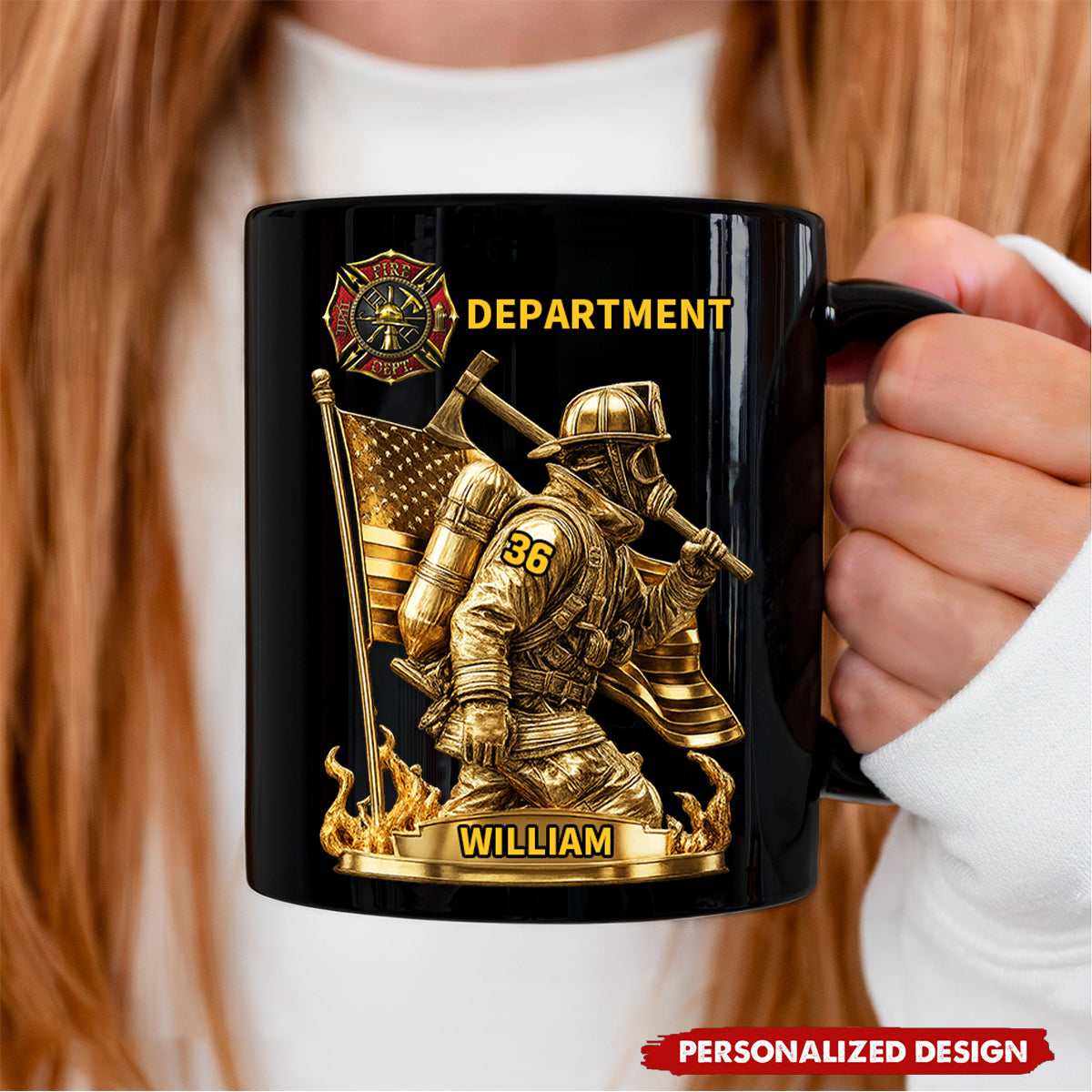 Personalized Proud Firefighter American Mug-Gift For Fireman