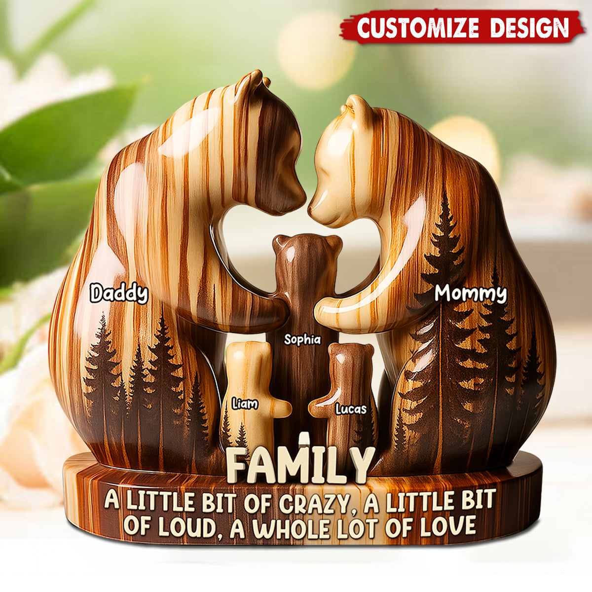 Personalized Bear Family Acrylic Plaque - Gift For Family