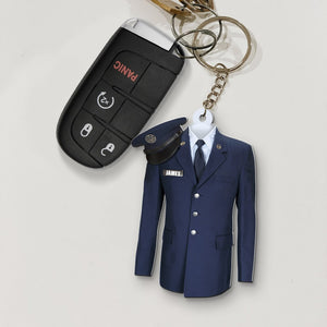 Navy - Air Force - Army - Marine Uniform On A Clothes Hanger- Personalized Keychain