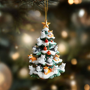 Snowy Cat Christmas Tree Ornament