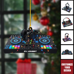 DJ Mixer with Headphones Ornament, Custom Name Music Console Christmas Decor, Gift For DJs, Music Producers