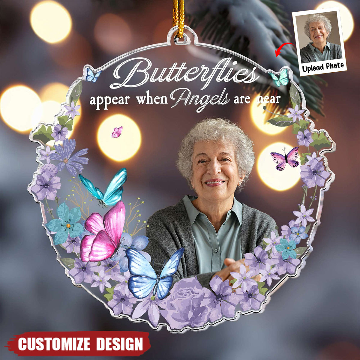 Butterflies Appear When Angels Are Near - Personalized Acrylic Photo Ornament - 2024 New Release