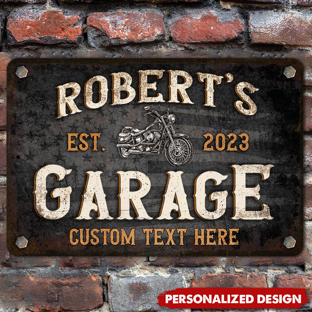 Motorcycle Garage-Personalized Metal Sign