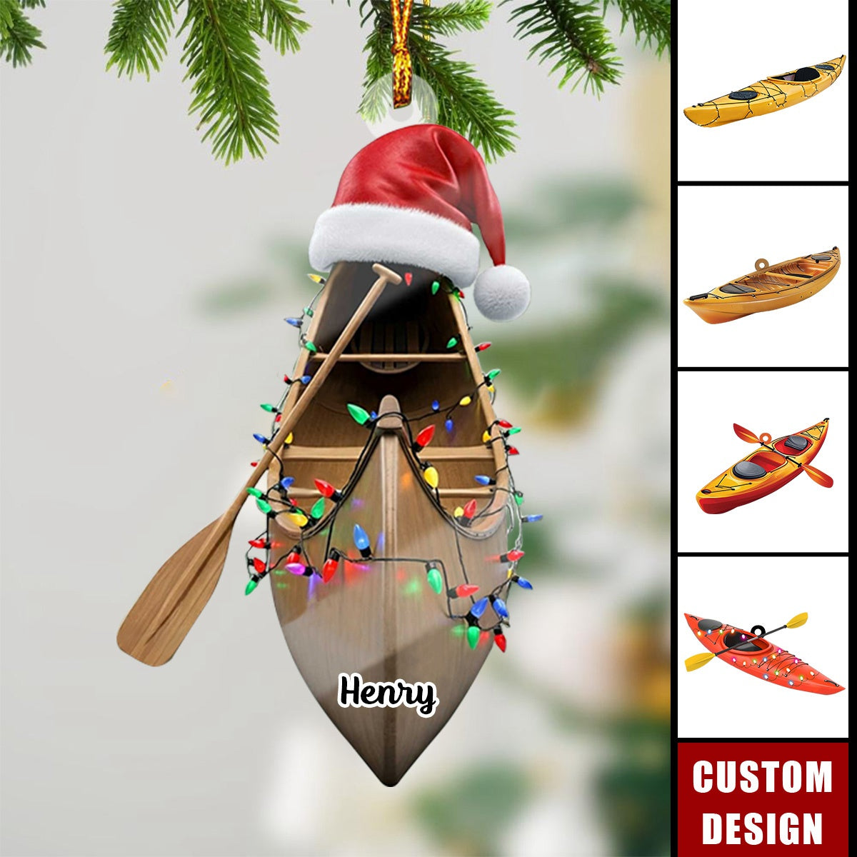Personalized Kayak Boat Acrylic Christmas Ornament - 2024 New Release