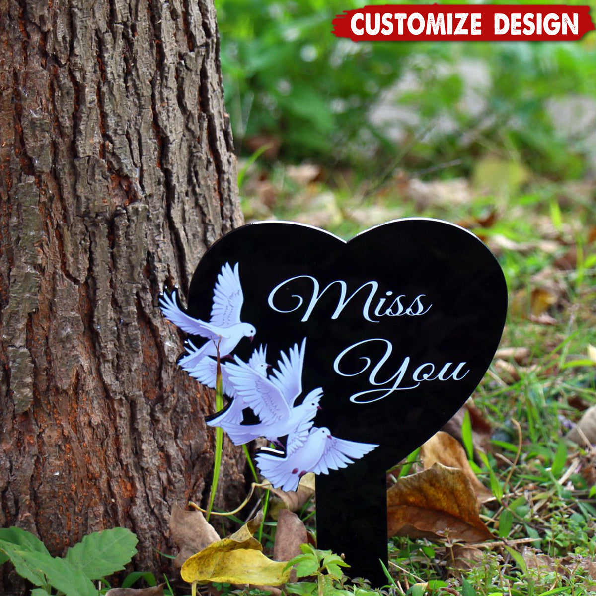 A Loving Tribute for Garden or Cemetery - Personalized Acrylic Eternal Heart Memorial Garden Stake