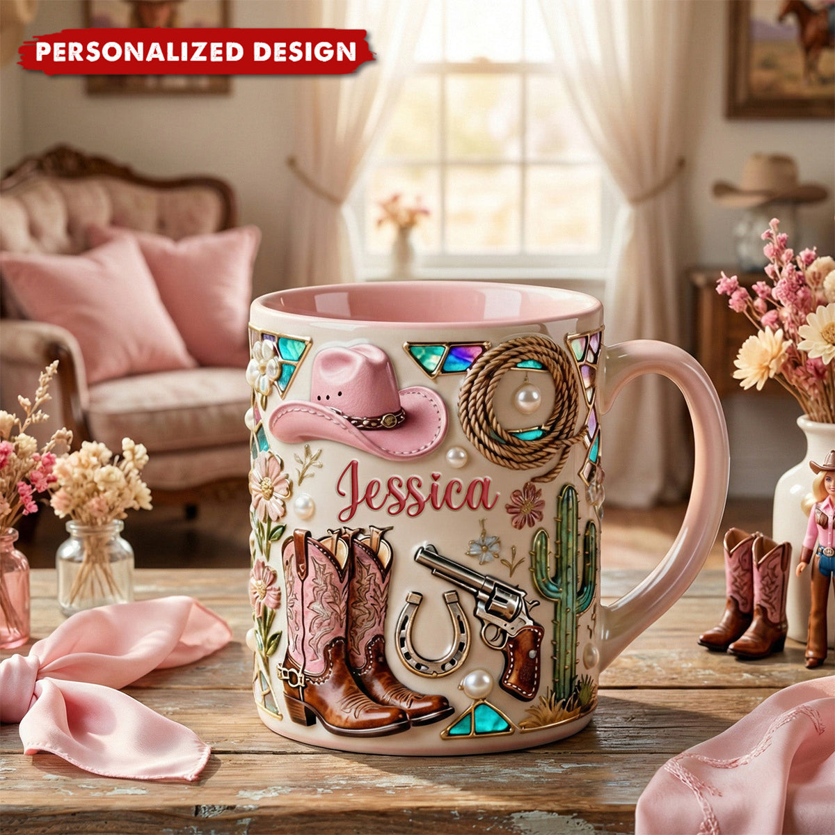 Cowgirl Accent Mug - Personalized Gifts For Cowgirl