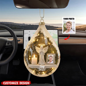 Personalized Angel&Candle Memorial Car Ornament – Memorial Gift