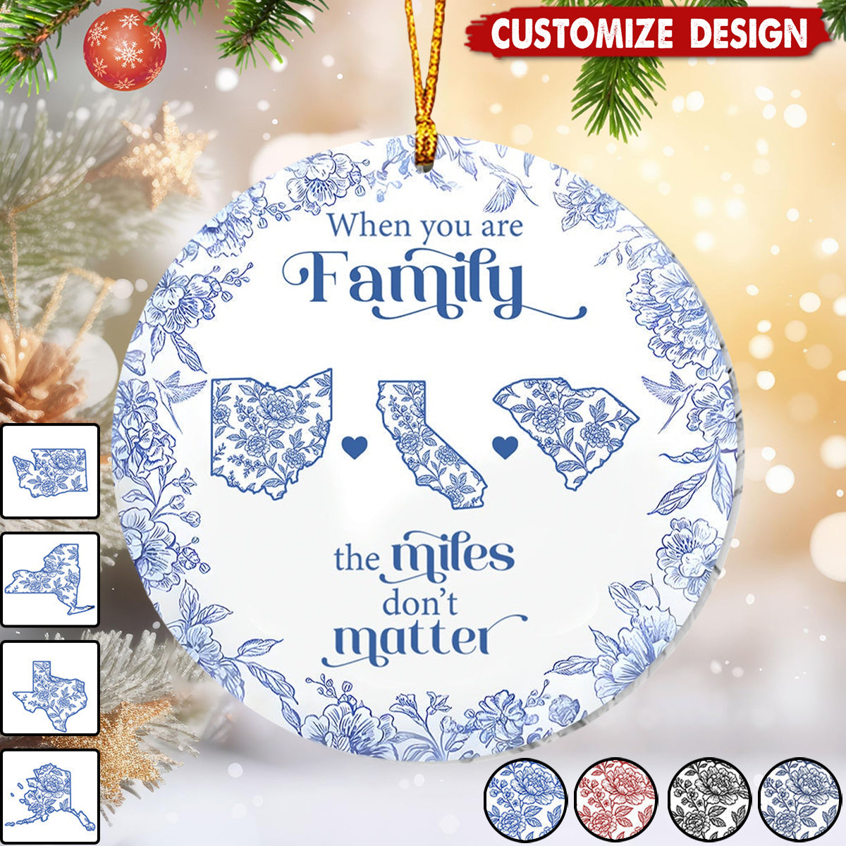 A Gift of Togetherness for Long Distance Family, Friends, or Sisters-Personalized Family Ornament