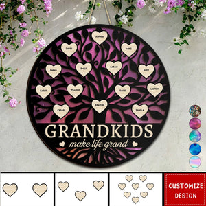 Grandkids Make Life Grand Galaxy - Personalized 2 Layers Wood Sign
