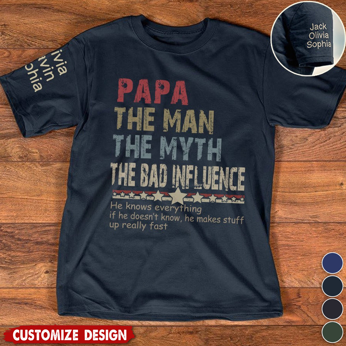 Personalized Dad Papa Grandpa Shirt - Birthday Fathers Day Gift