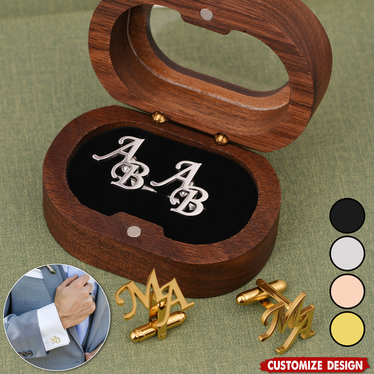 Personalized Name Cufflinks/Initial Cuff Links/Groomsmen Cufflinks