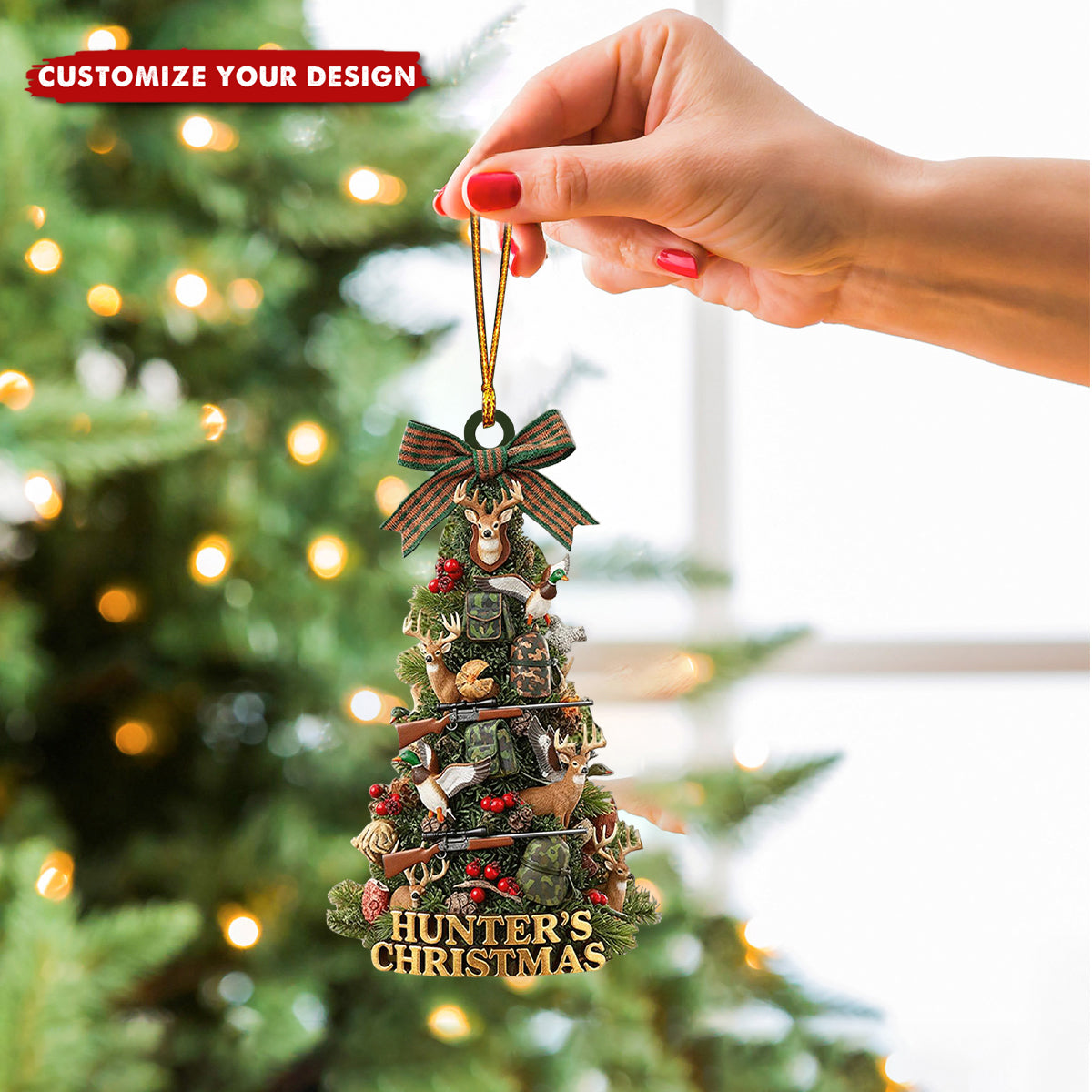 Personalized Name Hunter’s Christmas Ornament – Gift for Hunters and Outdoor Lovers