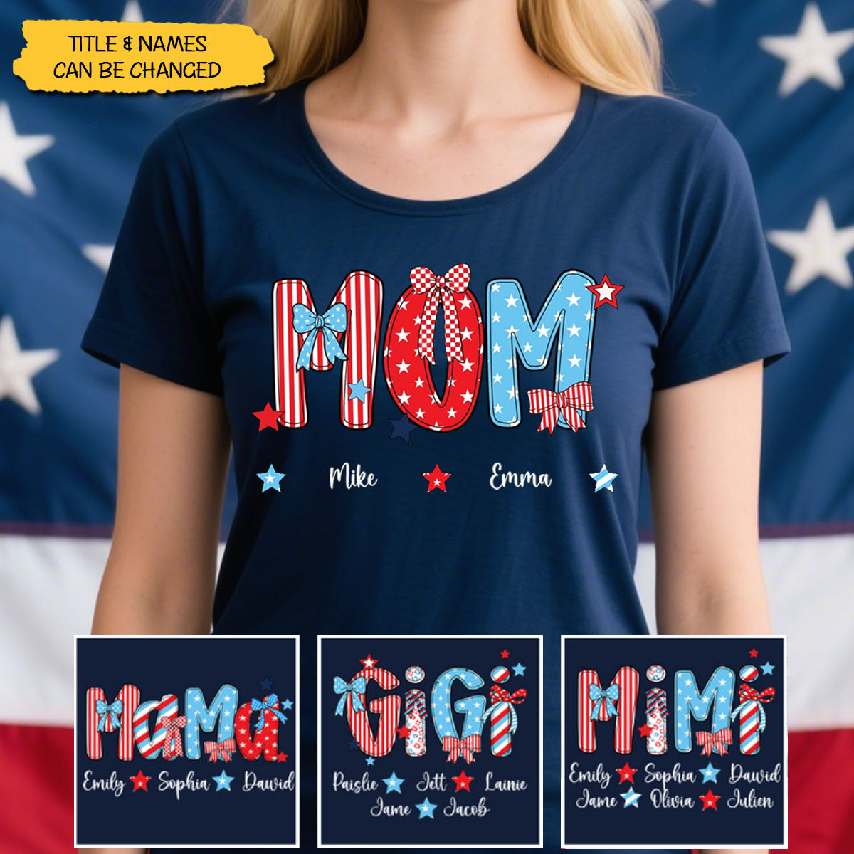 My Stars Shine With You - Personalized Patriotic American Flag T-shirt - 4th Of July, Gift For Mom, Grandma