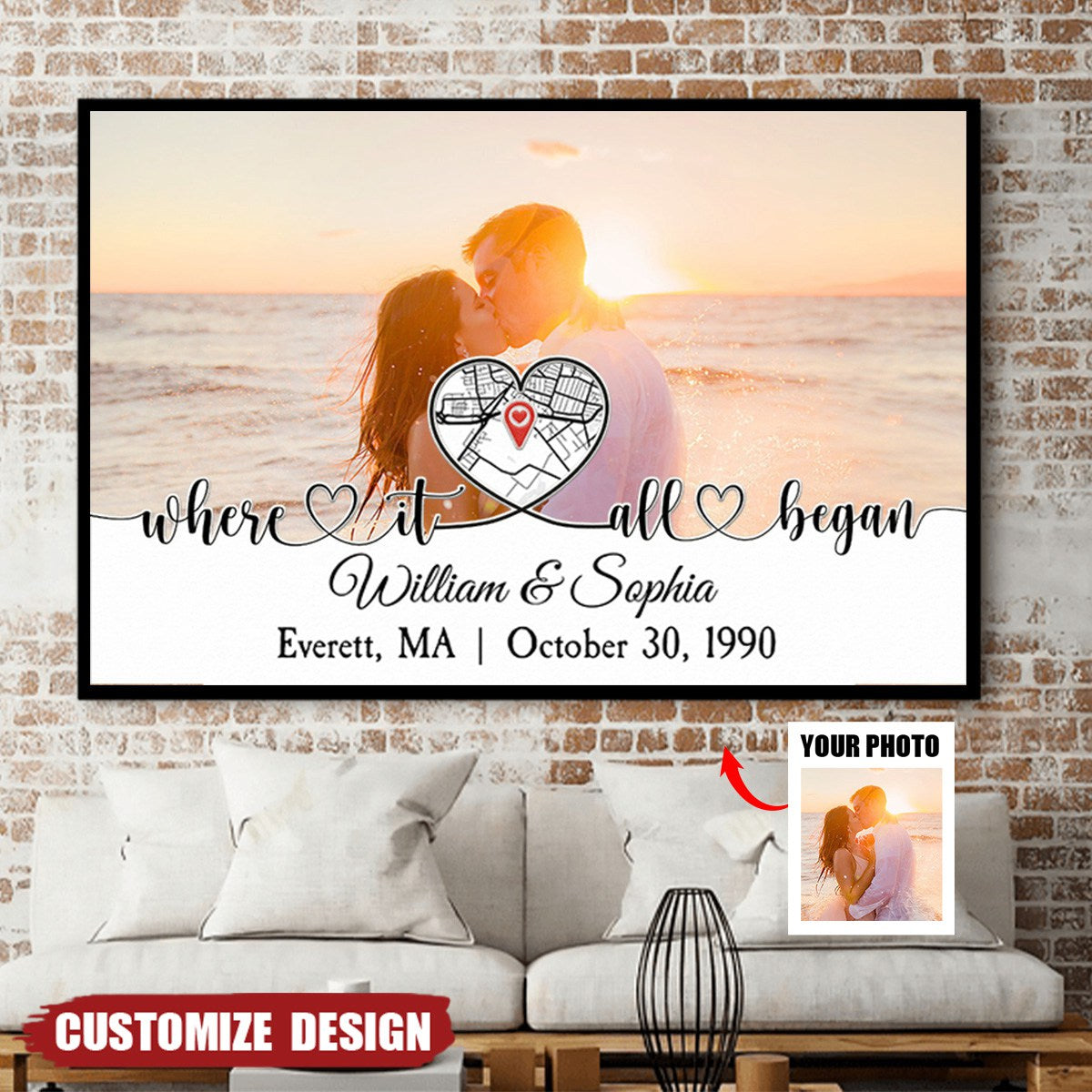 Where It All Began New Version - Personalized Photo Couple Poster