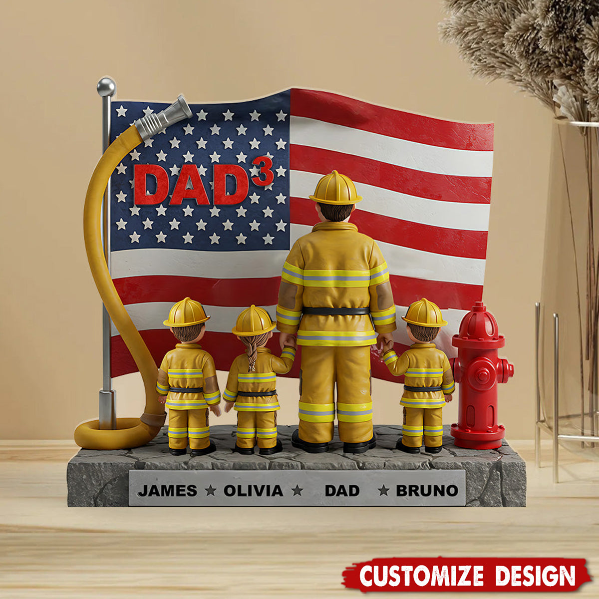 Firefighter Dad - Personalized Firefighter Shaped Acrylic Plaque