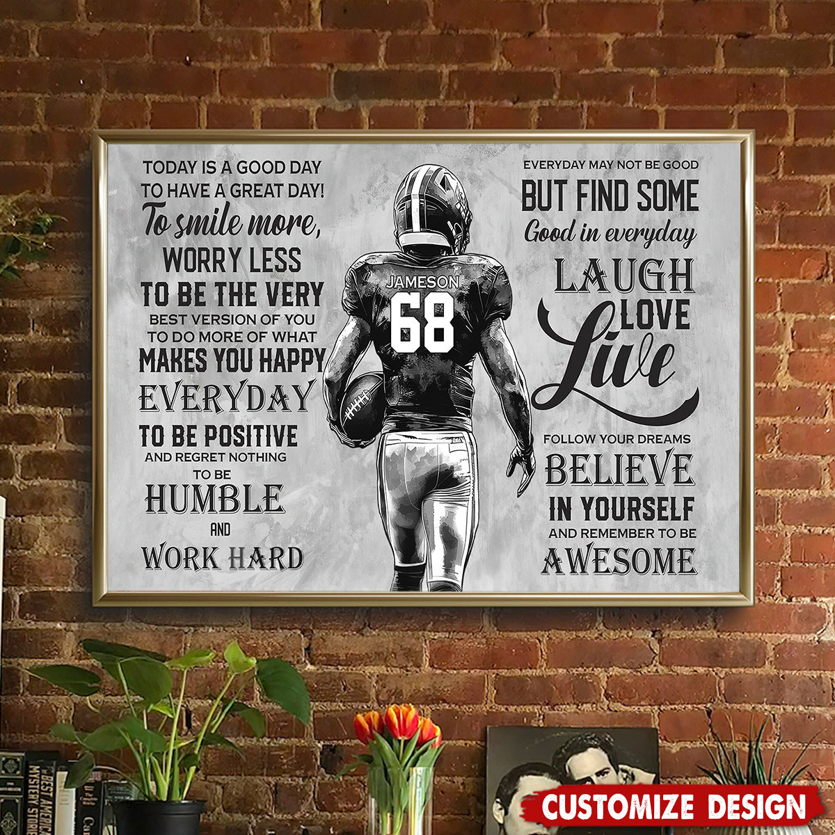Today Is A Good Day-Motivational Personalized Football Boy Poster-Gift For Football Lovers