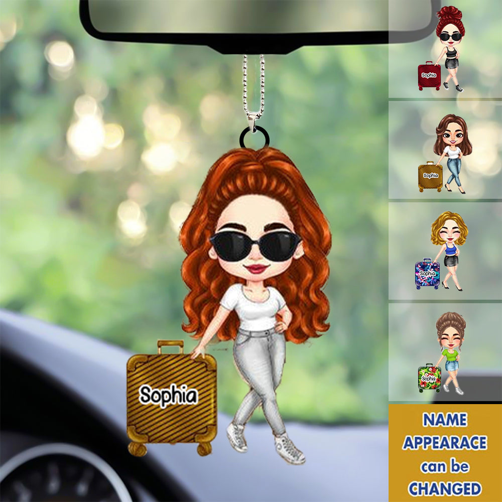 Personalized Just A Girl Who Loves Traveling Personalized Car Hanging Ornament- Gift For Travel Lover