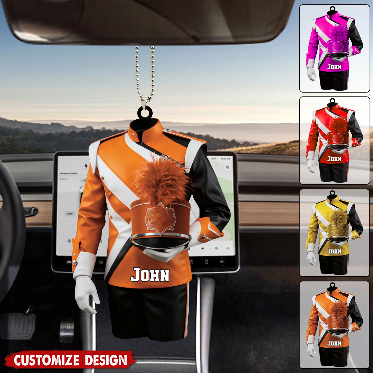 Personalized Marching Band Uniform Car Ornament - Gift For Band Leader, Music Lover