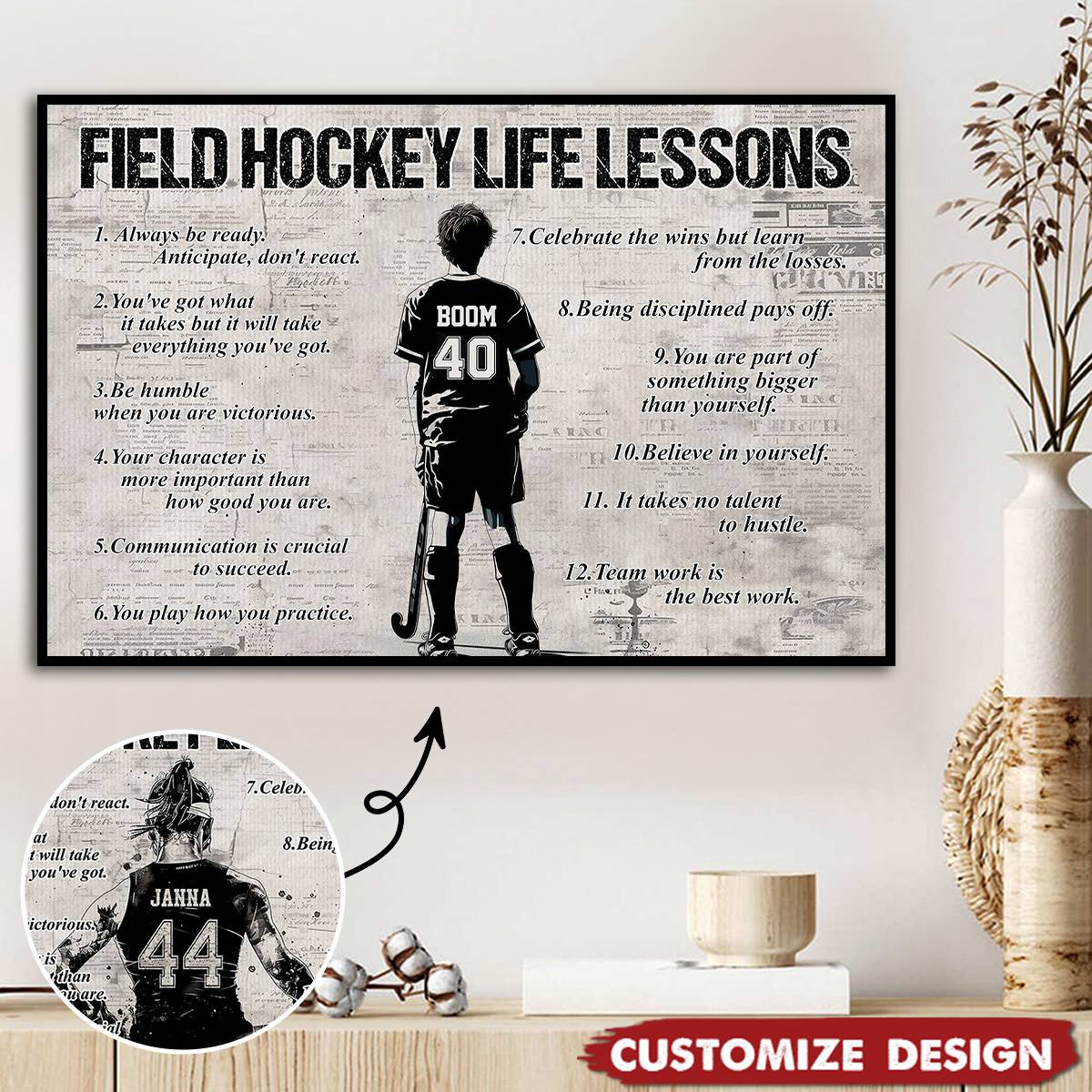 Personalized Field Hockey Life Lessons Poster-Gift For Field Hockey Lovers