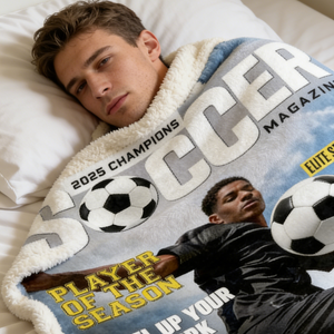 Personalized Soccer Magazine Cover Blanket - Gifts For Soccer Player
