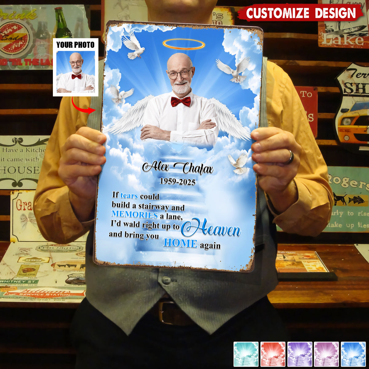 If Tears Could Build A Stairway Personalized Metal Sign - Memorial Gift For Loss Of Loved One