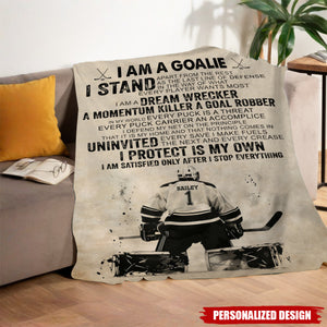 Personalized Hockey Goalie Blanket-Gift For Hockey Goalie Lovers