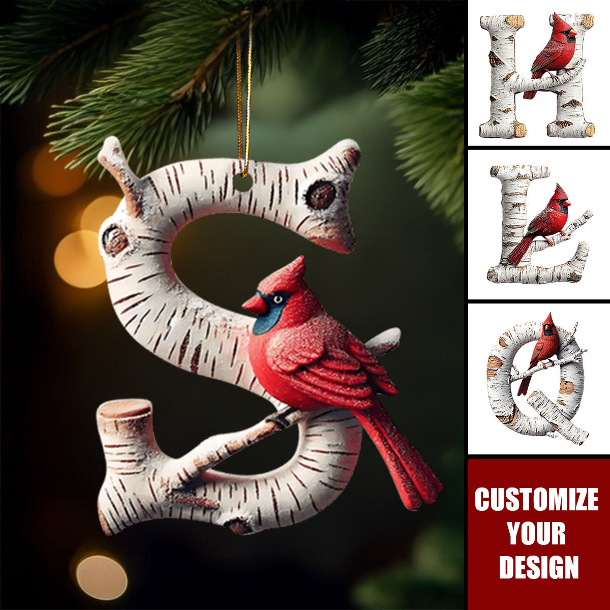 Memorial Ornament - Cardinal Letter Personalized Memorial Ornament