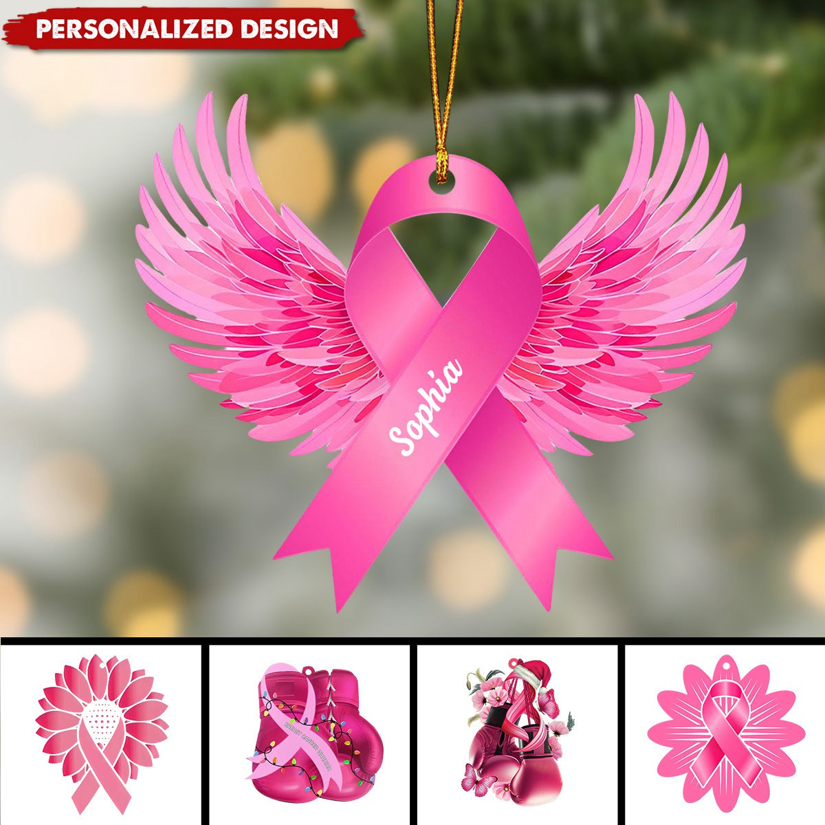 Personalized Breast Cancer Christmas Ornament-2024 New Release