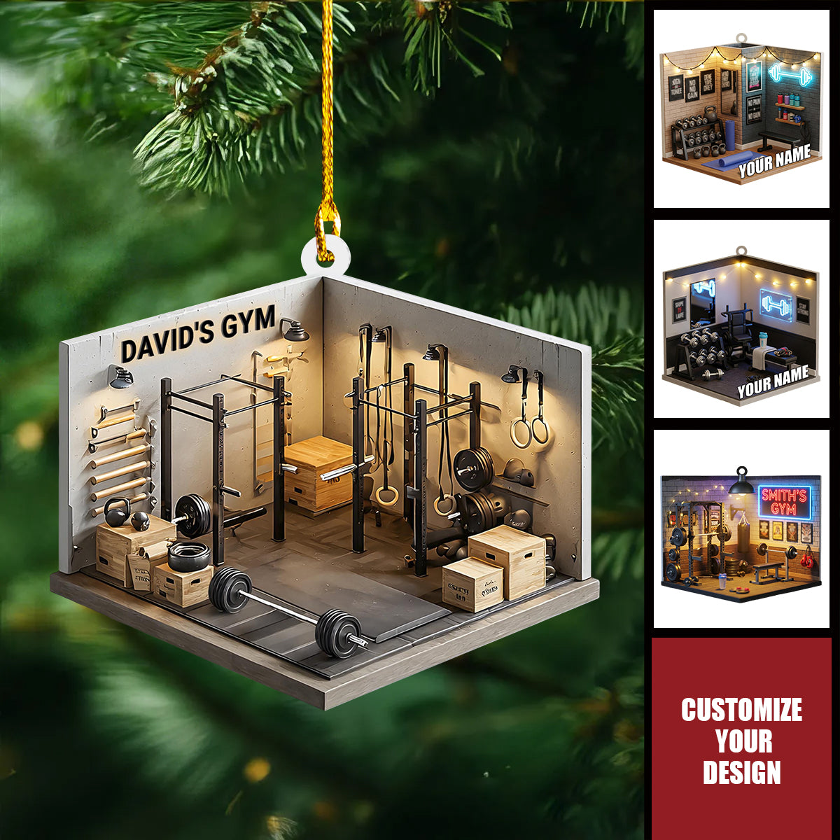 Personalized Fitness Christmas Ornament, Gift For Gym Lover, Workout Keepsake