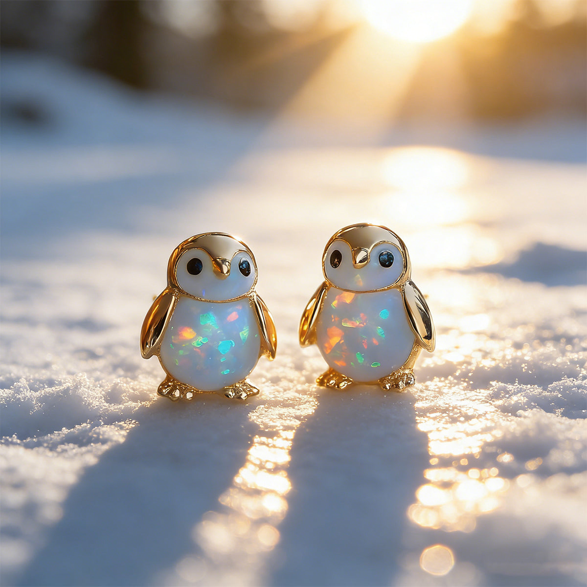 Tiny Penguin Opal Stud Earrings, Animal Earrings