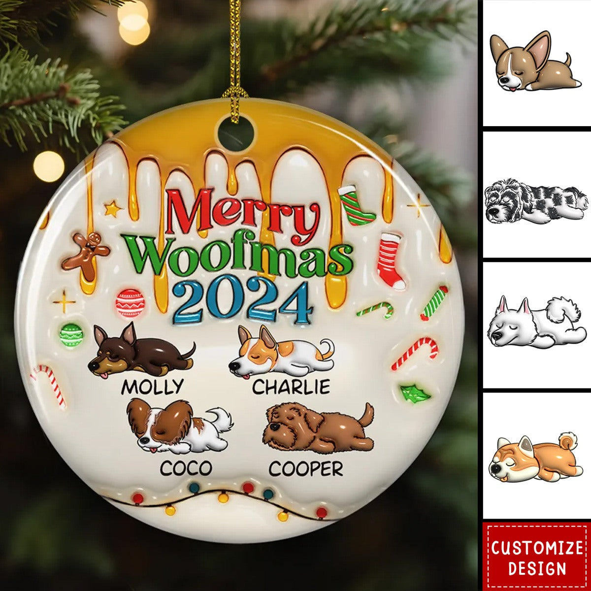 2024 New Release Happy Woofmas - Personalized Custom 3D Inflated Effect Ceramic Ornament